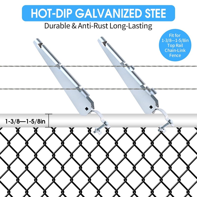 shengyi Barbed Wire Arm Extend Arm Barbed Wire for 1-3/8inch Hot-Dip Galvanized Steel Cornered Barbwire Arm Barbwire Arm Extensions for Chain Link Fence All Bolts Included Top Rail (5 pcs), silvery - Image 4